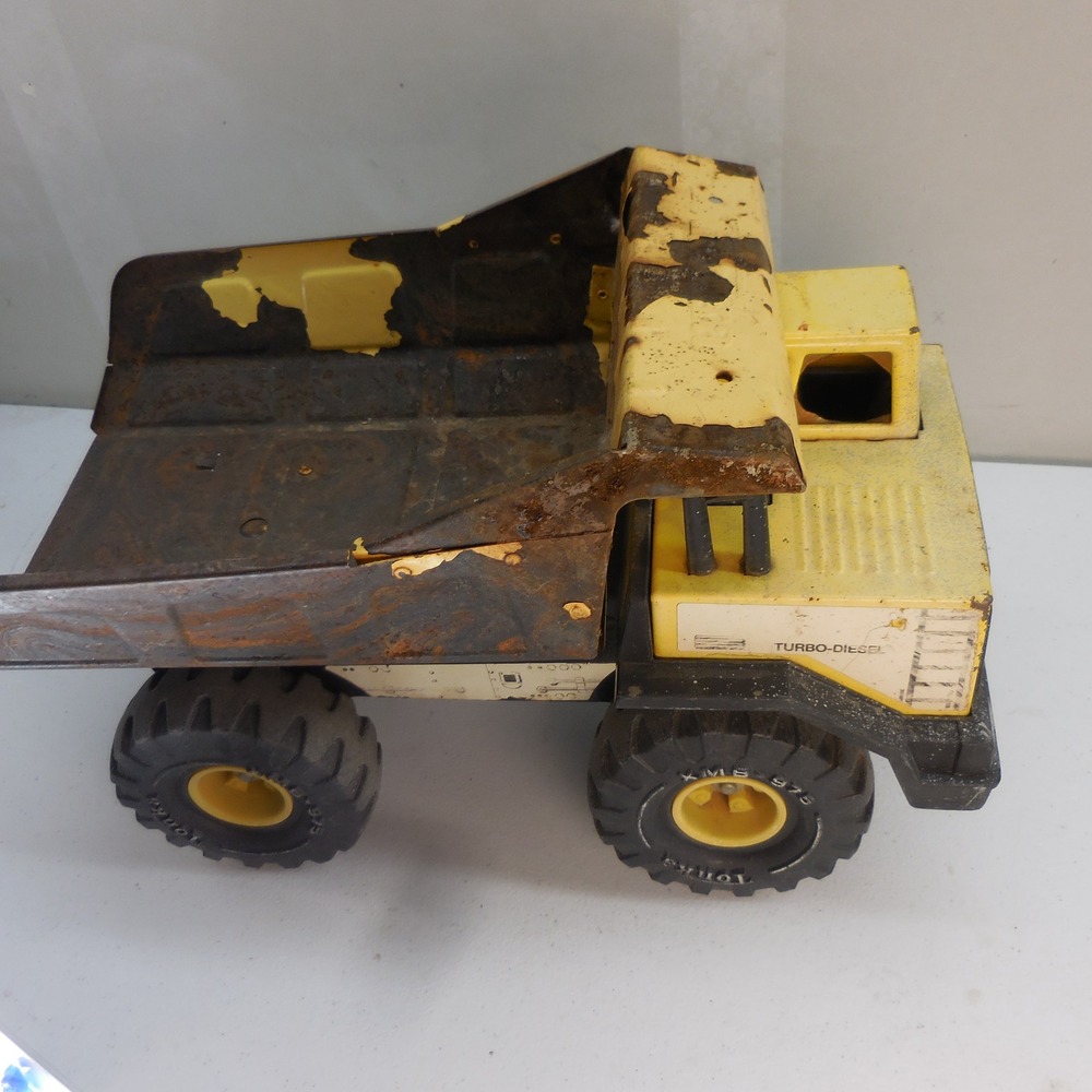 Vintage Tonka‎ Turbo-Diesel Pressed Steel Dump Truck Yellow XMB-975 Rust Patina